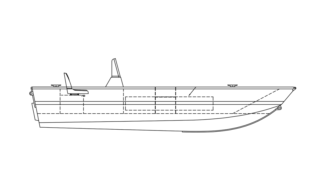 a black and white rendering of a Stanley Predator boat sold by Gordon Bay Marine.