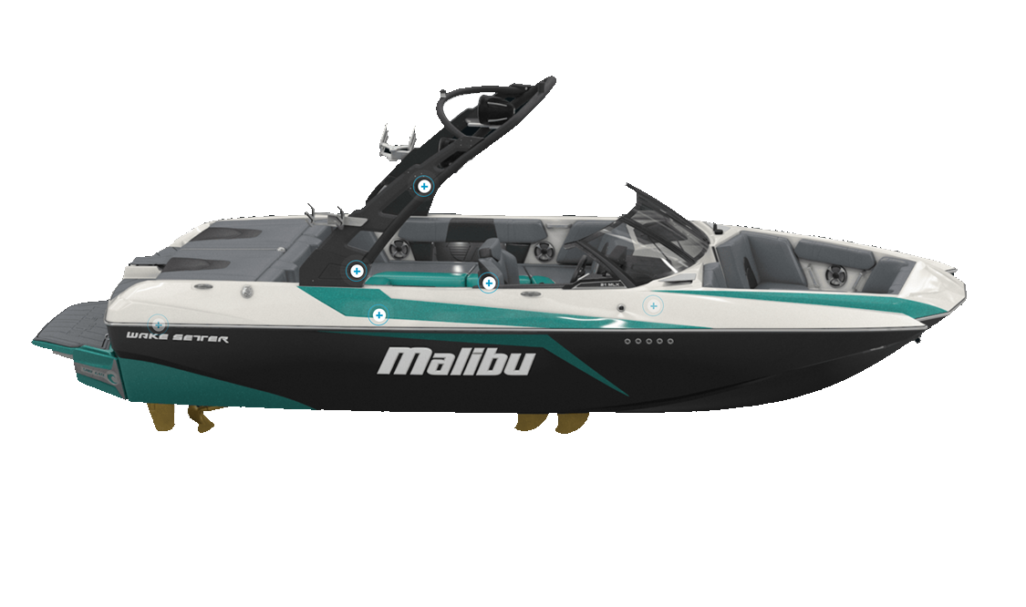 a malibu MLX wakeboat sold at Gordon Bay Marine in Muskoka Ontario