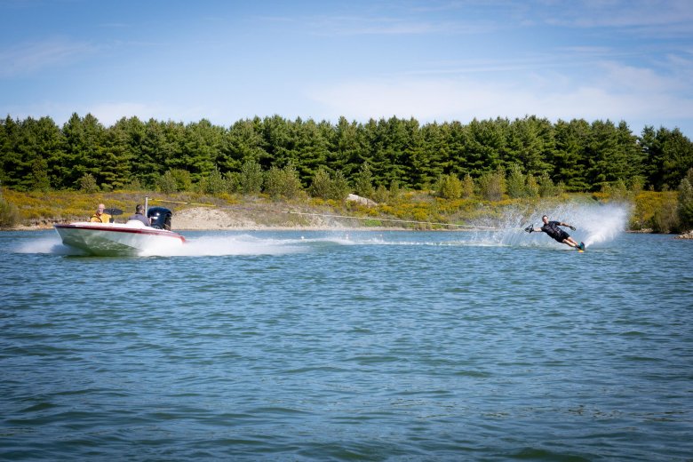 Water skiing with a J-craft boat