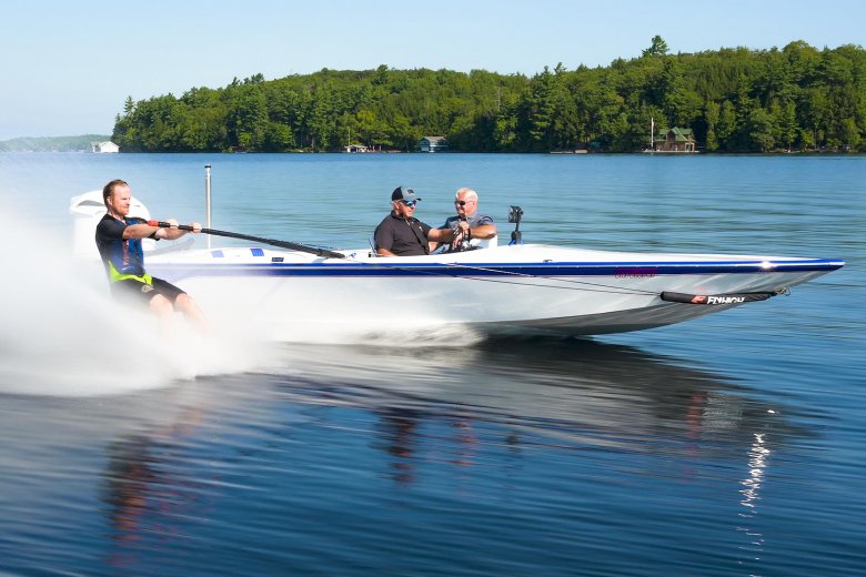 Barefoot skiing with a J-craft