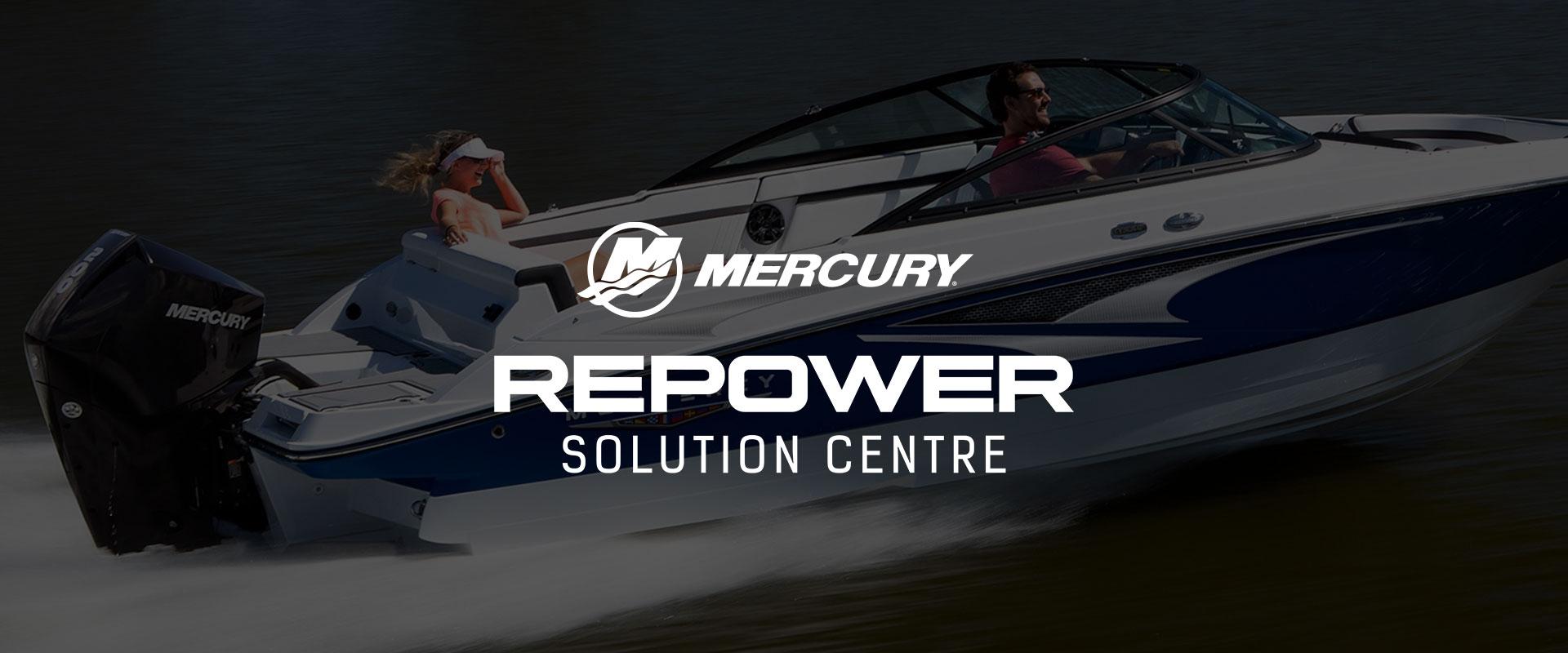 Mercury Repower Solutions Centre and Image of Monterey with Mercury Outboard Motor